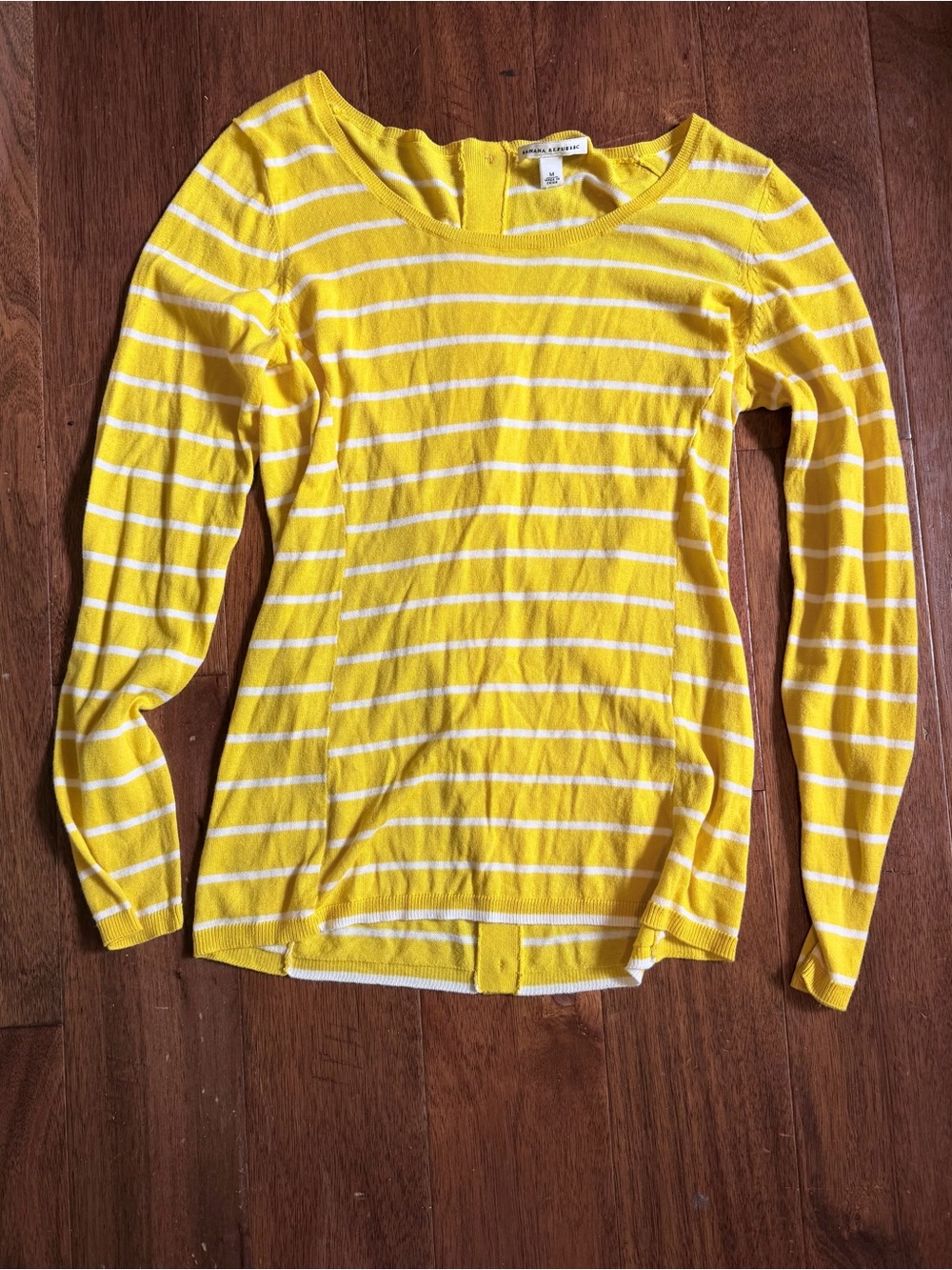 Banana Republic Yellow & White Striped Lightweight Sweater Size M